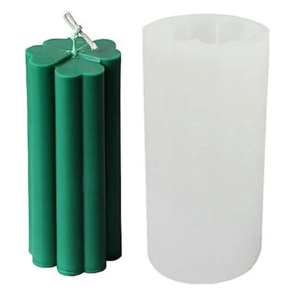 Molde de silicona para velas con cilindro de trébol de_1