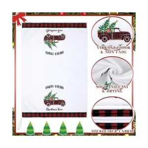 Paquete de 4 toallas de cocina de Navidad a cuadros de_4