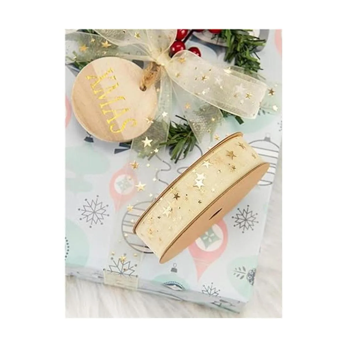 Holijolly Cinta transparente Gold Star Cinta de hilo de_3