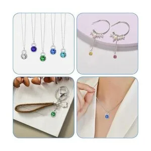 72 piezas de cuentas de piedra natal de cristal colgantes_6