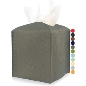 Funda cuadrada de cuero para caja de pañuelos con_1