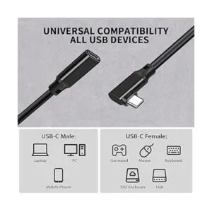 Cable de extensión corto USB C macho a hembra de ángulo_2