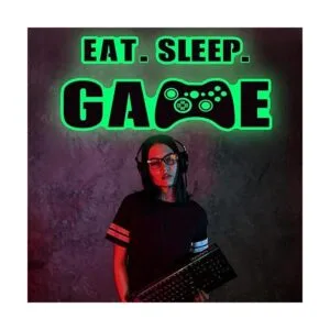 Calcomanía de pared para juegos de comer que brilla en la_5