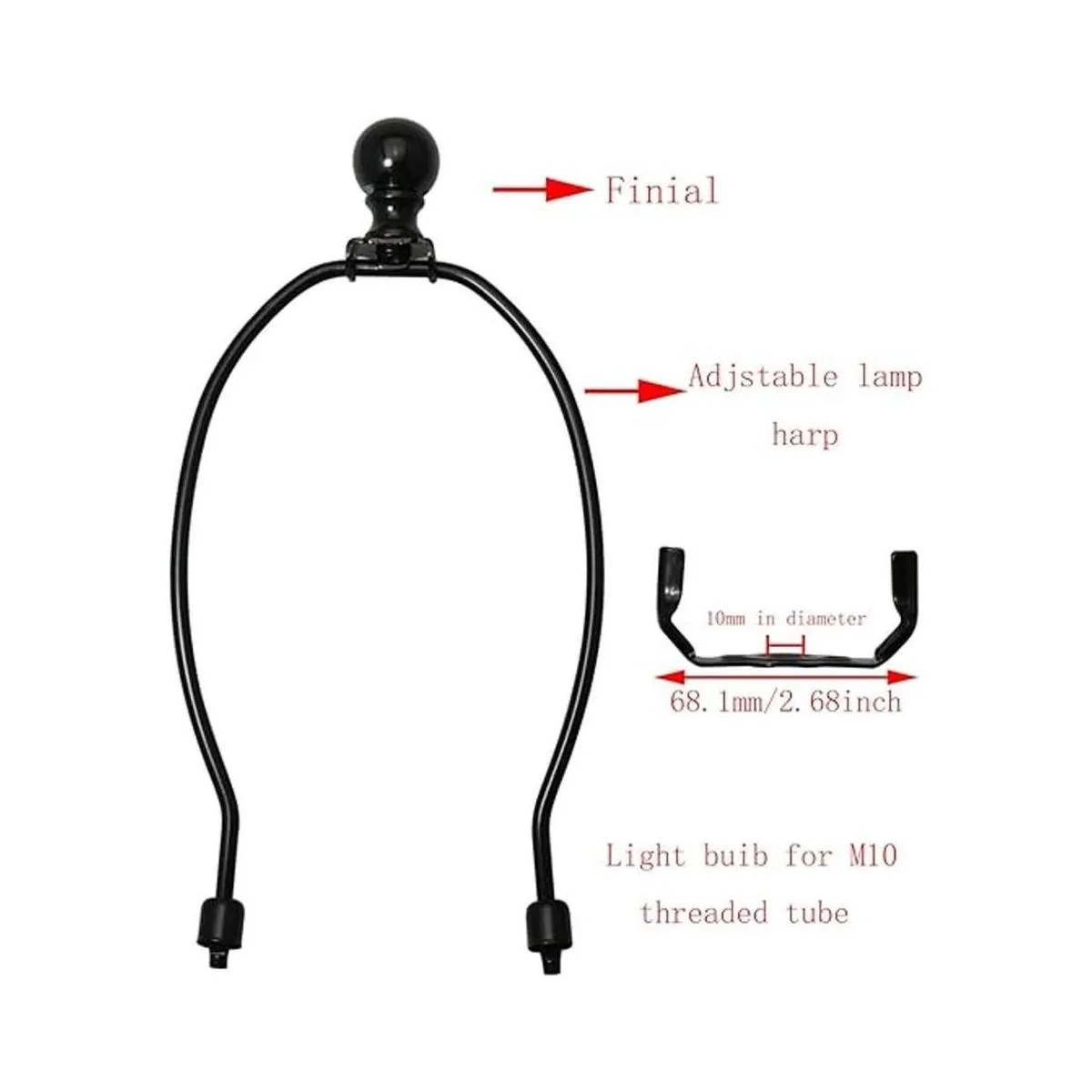 DGBRSM Soporte de arpa para lámpara de 10 pulgadas con_4