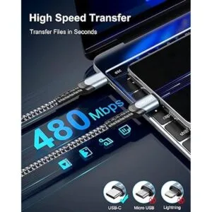 HOOMIL Cable de carga USB C a USB C 3.3 pies 60 W_3