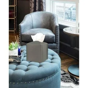 Funda cuadrada de cuero para caja de pañuelos con_2