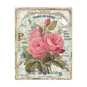 Cartel floral francés de pintura vintage letrero de lata_1