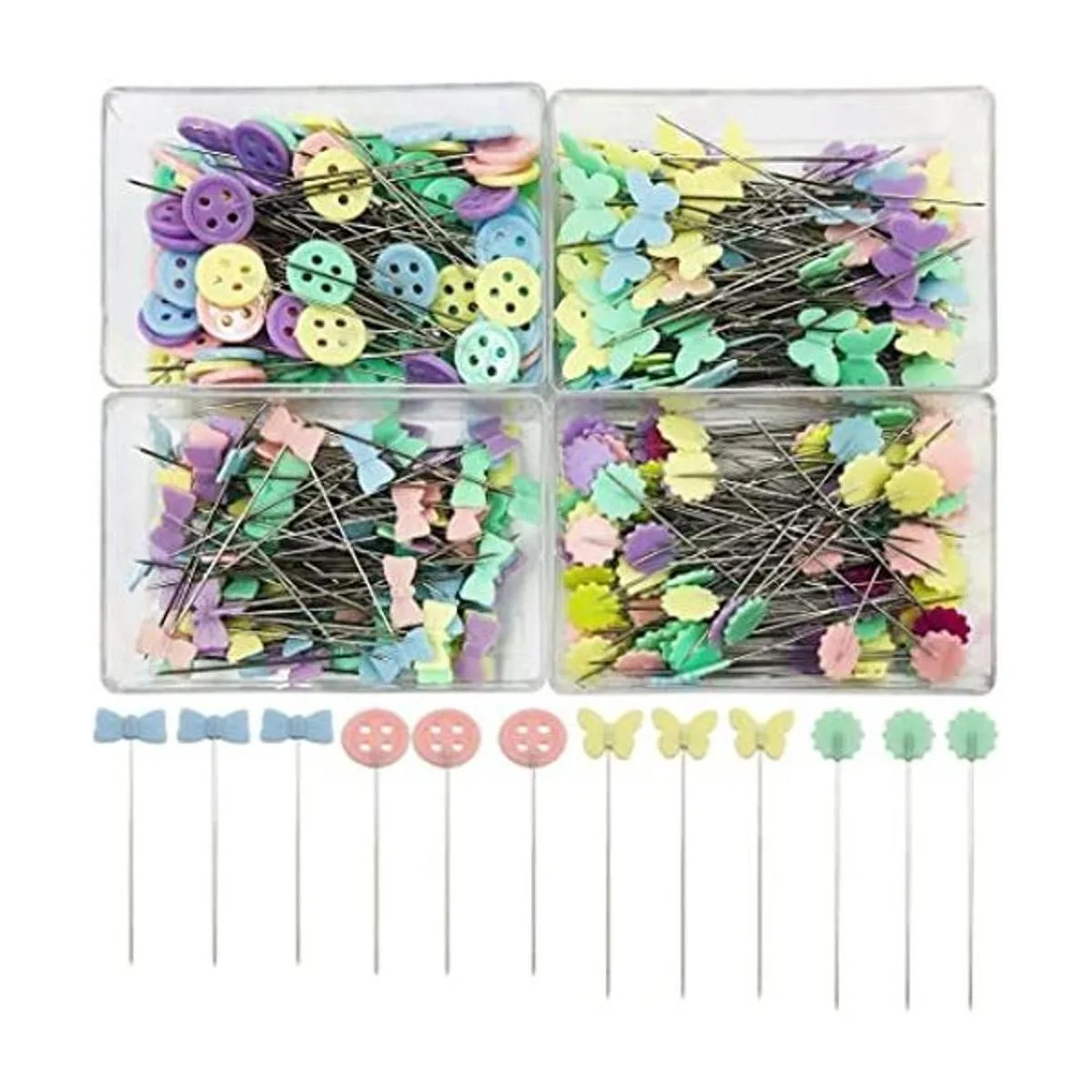 400 alfileres de coser de cabeza plana recta forma de_1