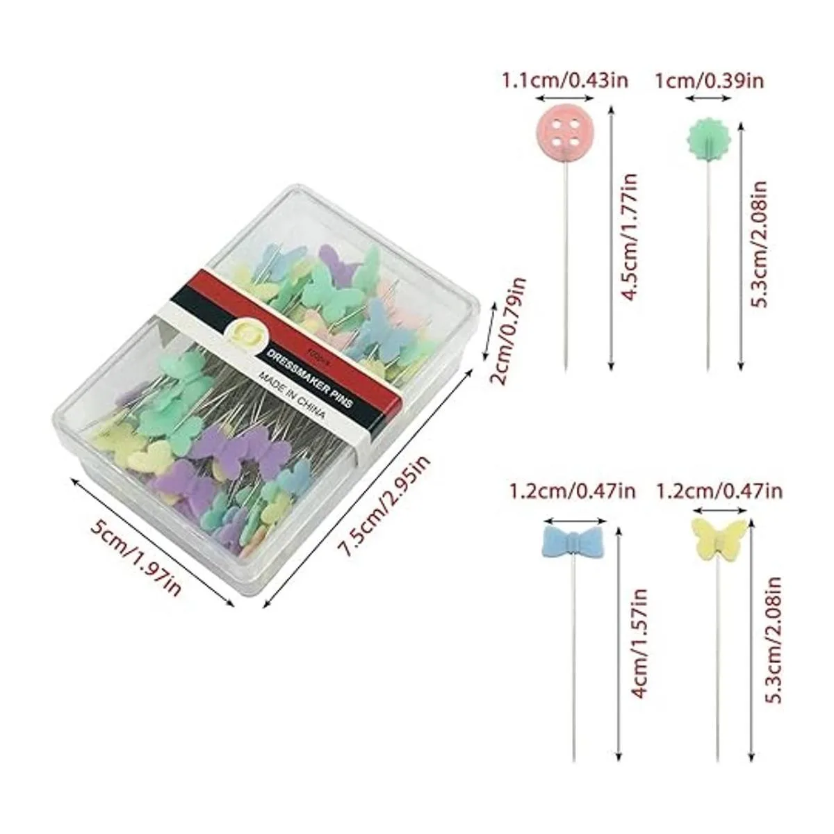 400 alfileres de coser de cabeza plana recta forma de_2