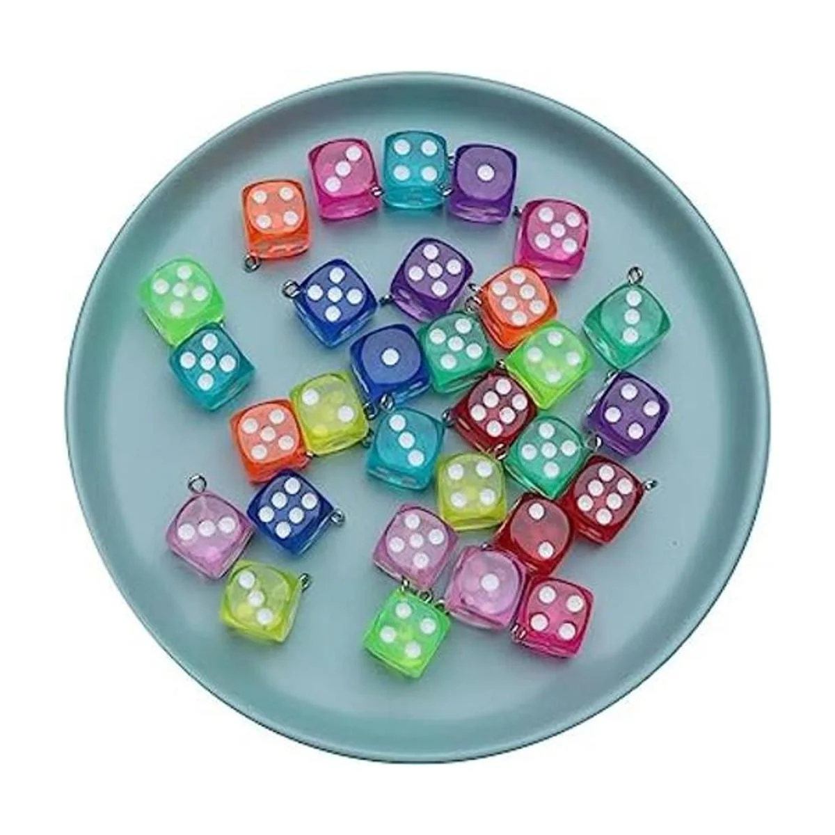 Ruwado Abalorio de 30 piezas de dados con lazo acrílico_1