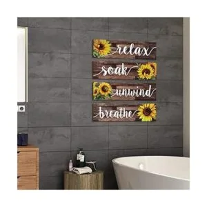 Jetec 4 carteles de decoración de pared de baño de granja_2