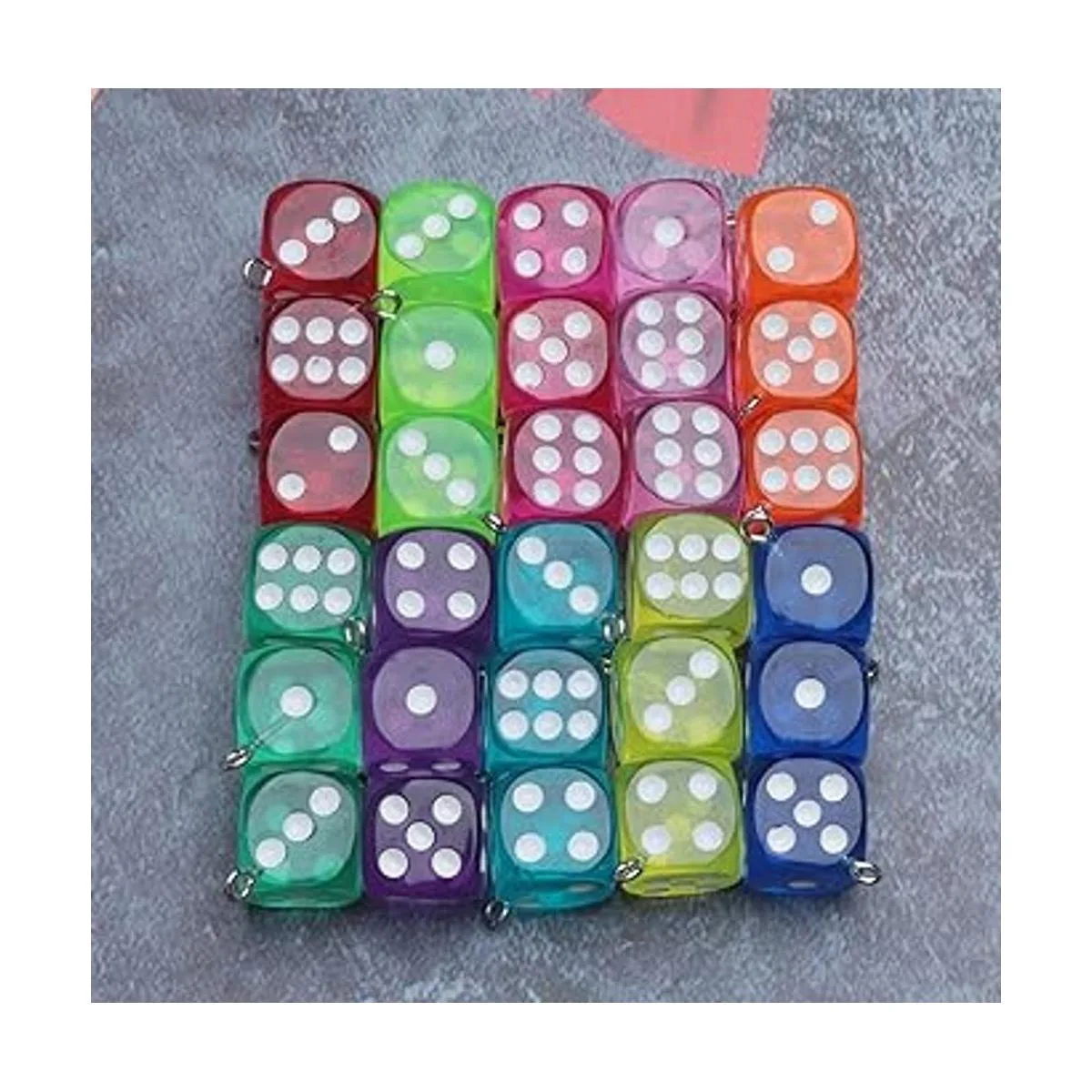 Ruwado Abalorio de 30 piezas de dados con lazo acrílico_7