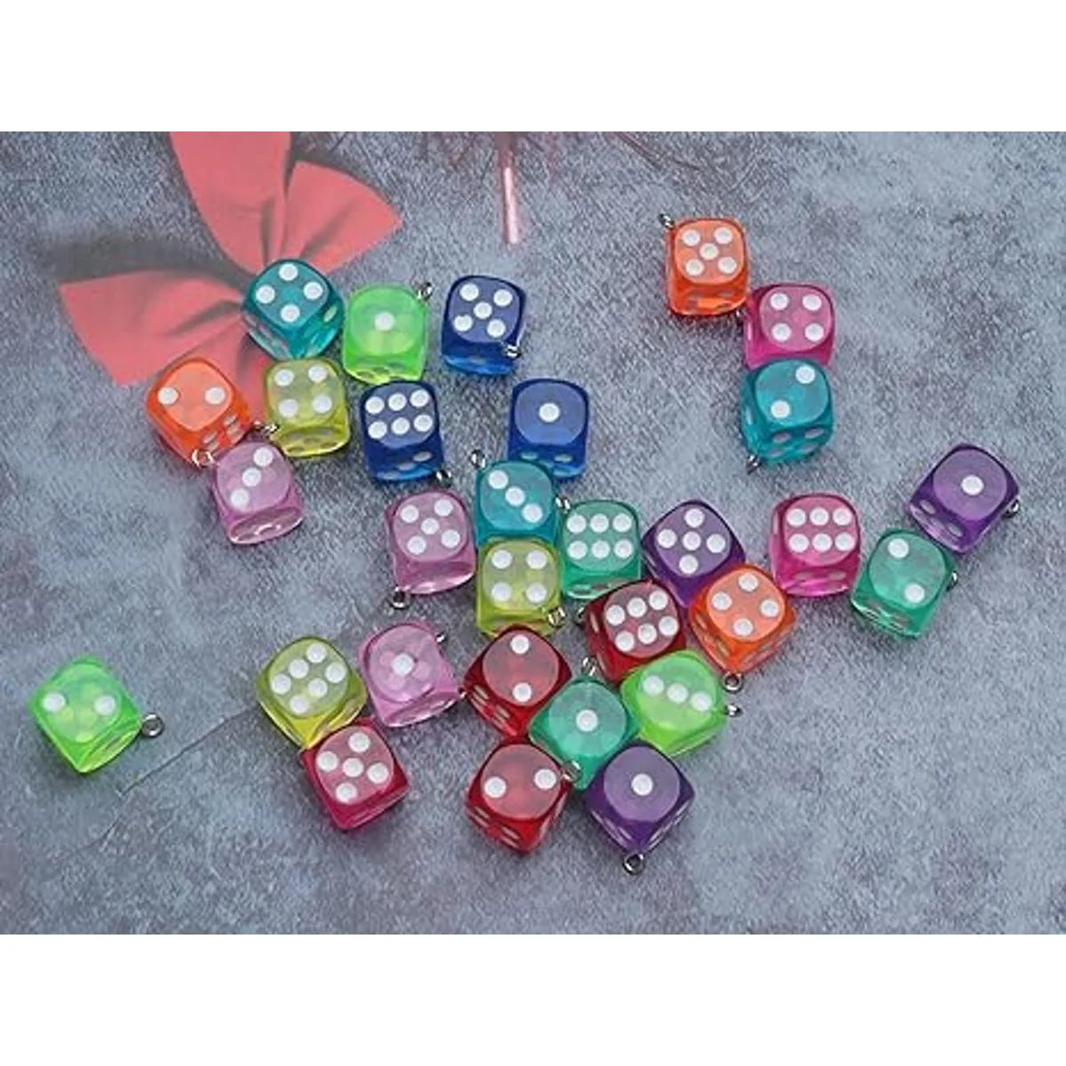Ruwado Abalorio de 30 piezas de dados con lazo acrílico_3