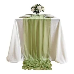 DOLOPL Camino de mesa de gasa verde salvia de 10 pies_1