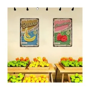 TREEPERI Cartel vintage de lata de fresa letrero de metal_5