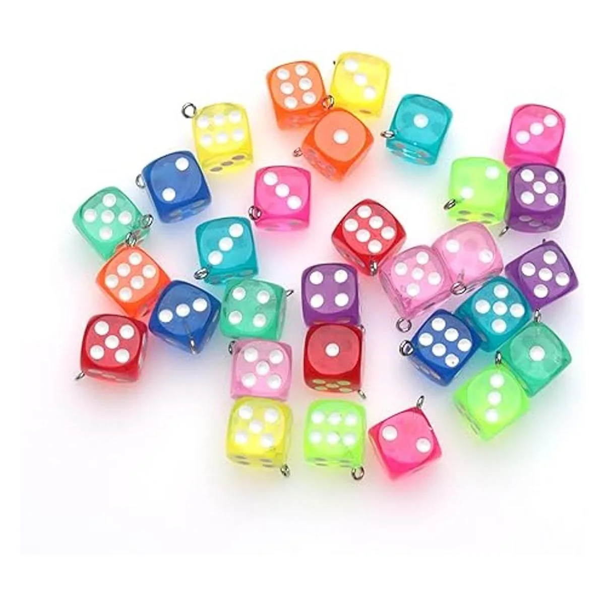 Ruwado Abalorio de 30 piezas de dados con lazo acrílico_2