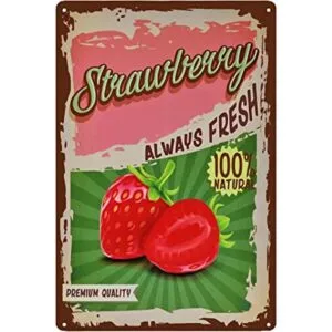TREEPERI Cartel vintage de lata de fresa letrero de metal_1