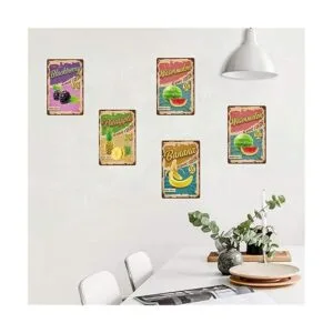 TREEPERI Cartel vintage de lata de fresa letrero de metal_3