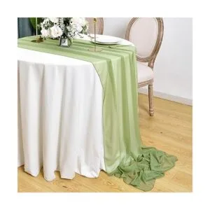 DOLOPL Camino de mesa de gasa verde salvia de 10 pies_4