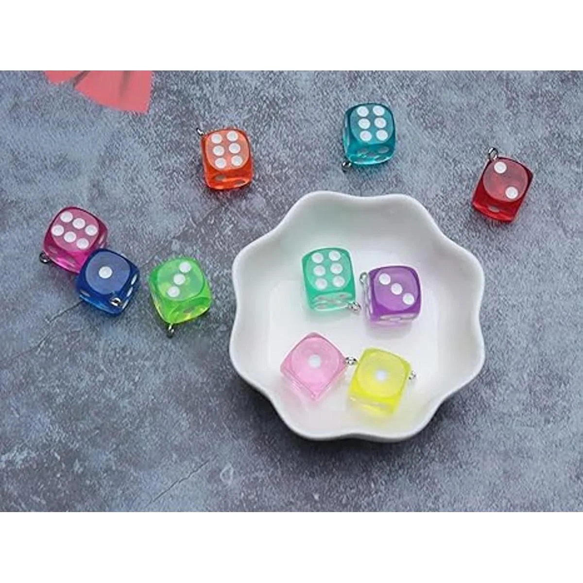 Ruwado Abalorio de 30 piezas de dados con lazo acrílico_6