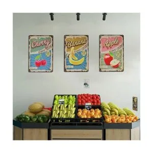 TREEPERI Cartel vintage de lata de fresa letrero de metal_4