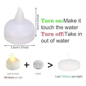 Paquete de 12 velas flotantes impermeables sin llama_3