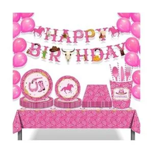 Mantel de fiesta de cumpleaños con temática de vaquera_7