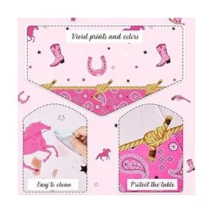 Mantel de fiesta de cumpleaños con temática de vaquera_3