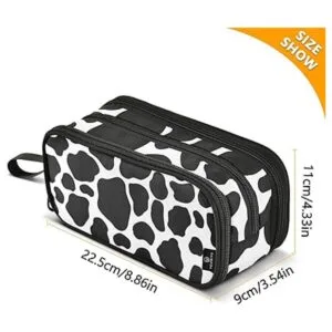 Fisyme Estuche para lápices con estampado de vaca blanca y_2