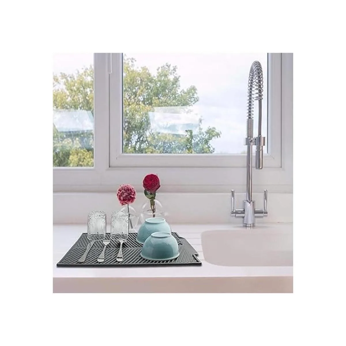 Suruid Alfombrilla de silicona para secar platos fácil_4