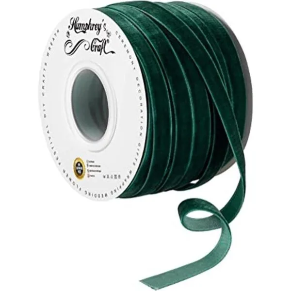 Humphreys Craft Carrete de cintas de terciopelo verde de_1