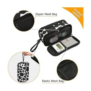 Fisyme Estuche para lápices con estampado de vaca blanca y_3