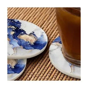 Pznen Posavasos de mármol azul y dorado para mesa de café_6