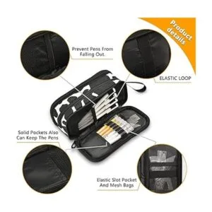 Fisyme Estuche para lápices con estampado de vaca blanca y_4