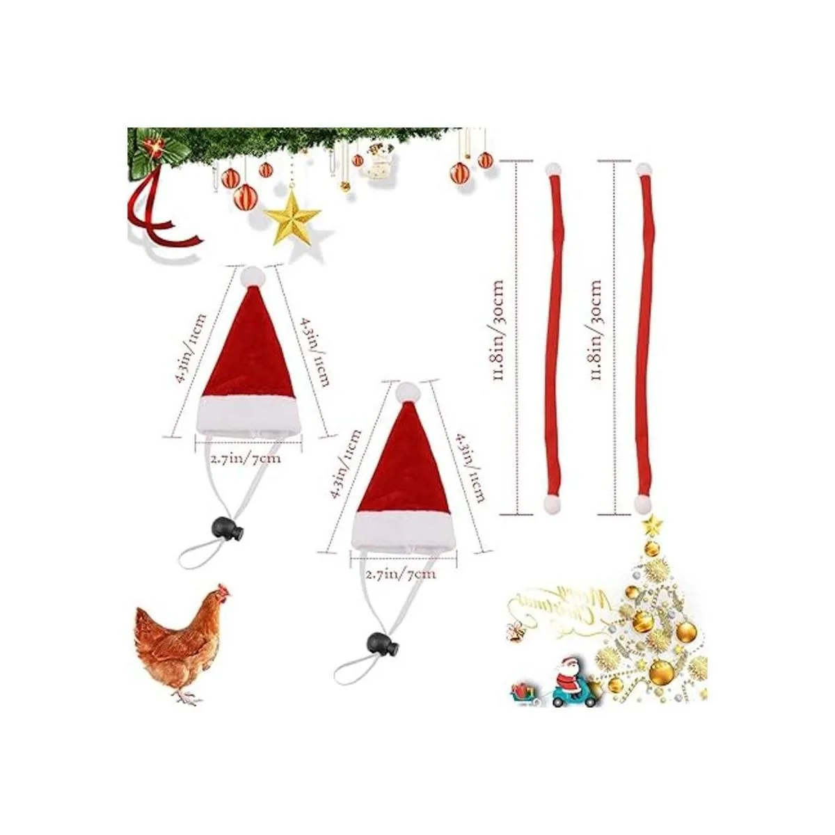 GABraden Paquete de 2 sombreros de pollo de Navidad y_2