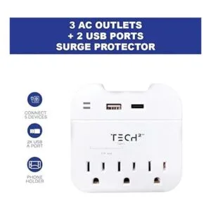 Tech2 Regleta protectora contra sobretensiones de 3 tomas_6