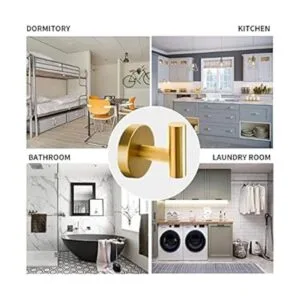 Paquete de 2 ganchos dorados para toalla para pared baño_4