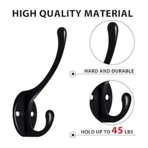 Paquete de 10 ganchos de pared negros para colgar ganchos_3