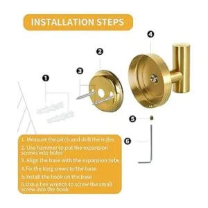 Paquete de 2 ganchos dorados para toalla para pared baño_3