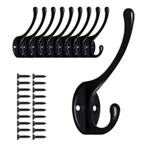 Paquete de 10 ganchos de pared negros para colgar ganchos_1