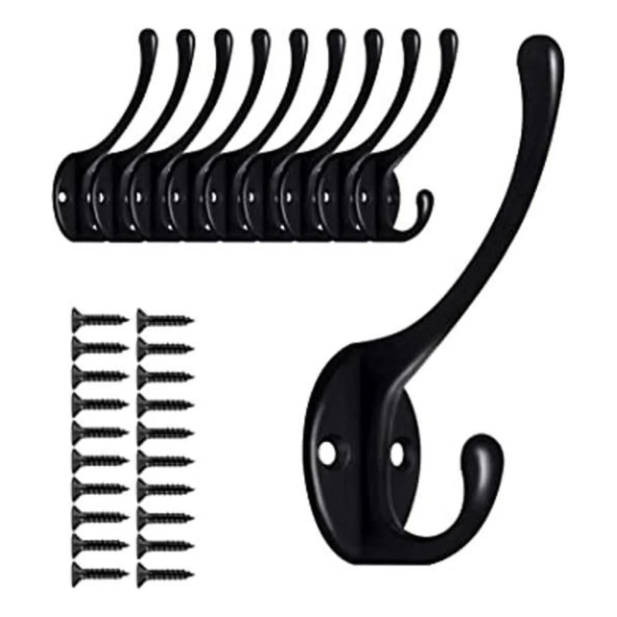 Paquete de 10 ganchos de pared negros para colgar ganchos_1