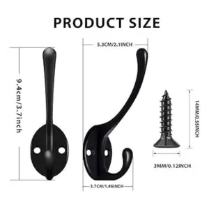 Paquete de 10 ganchos de pared negros para colgar ganchos_2