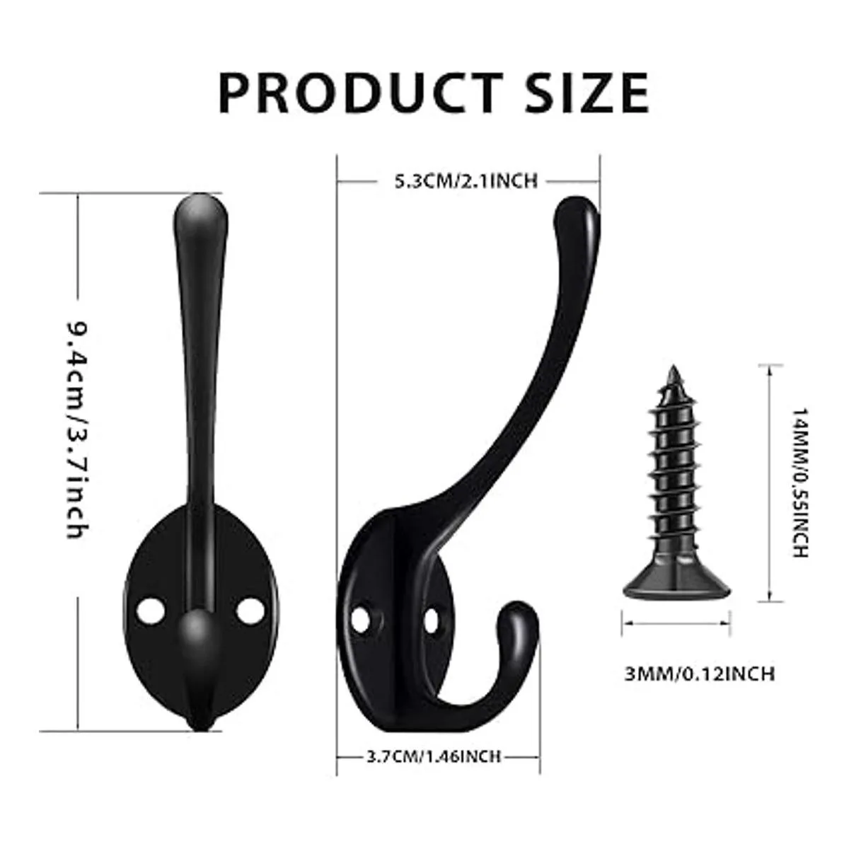 Paquete de 10 ganchos de pared negros para colgar ganchos_2