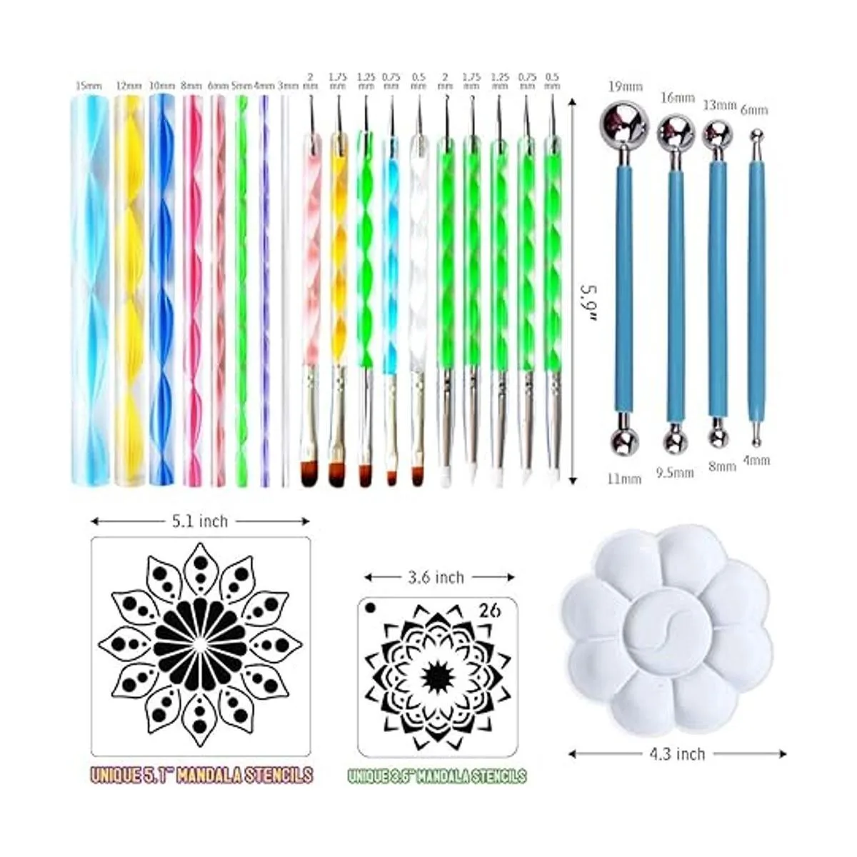 30 piezas Mandala Dotting Kit Mandala Dotting Herramientas_3