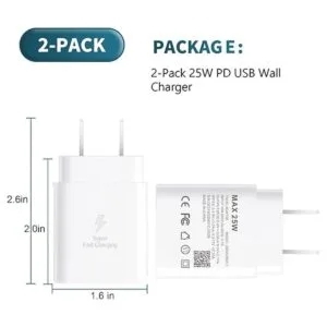 Paquete de 2 cargadores de pared USB C de carga rápida de_6