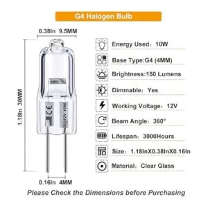 Bombilla G4 paquete de 10 bombillas halógenas G4 de 12 V_3