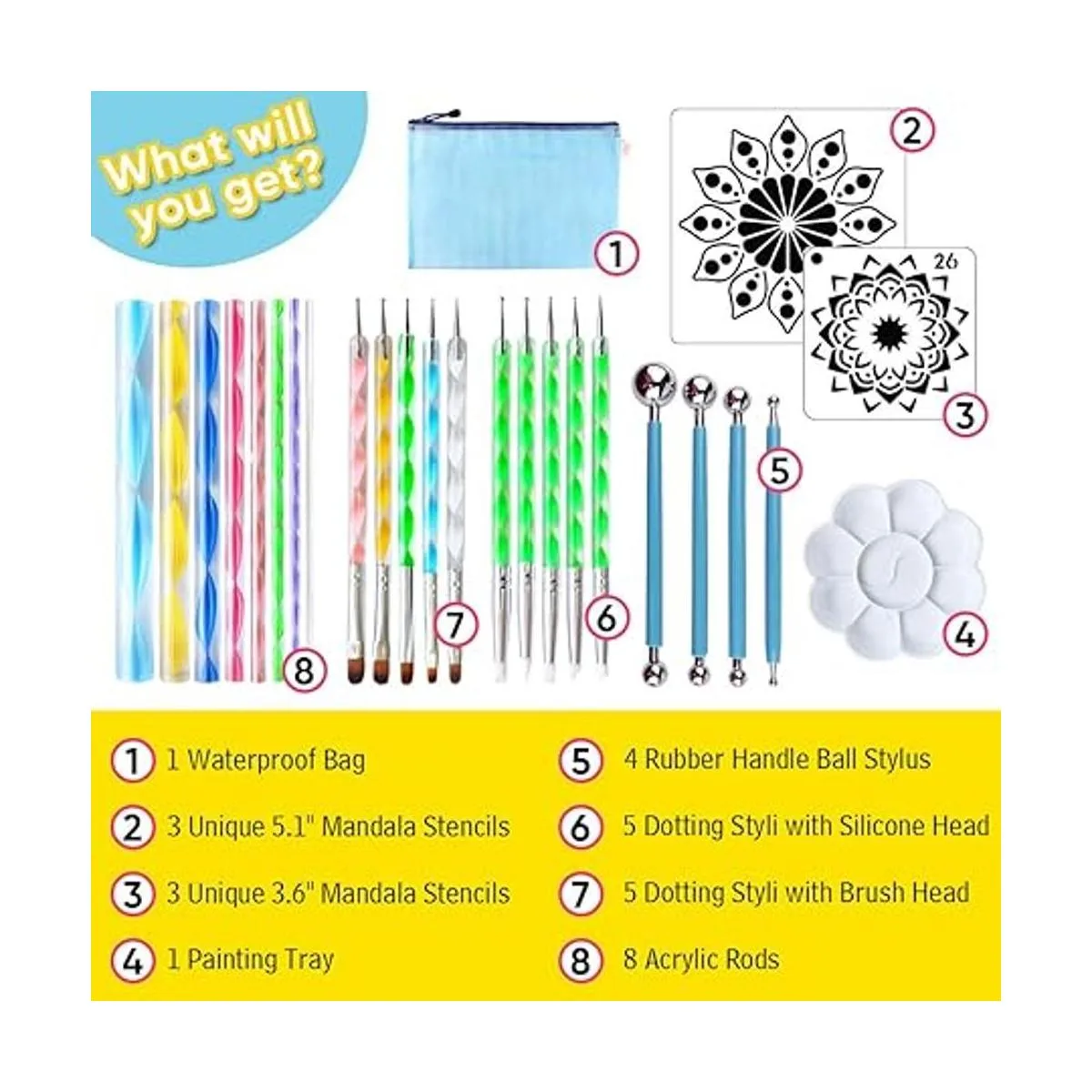 30 piezas Mandala Dotting Kit Mandala Dotting Herramientas_2