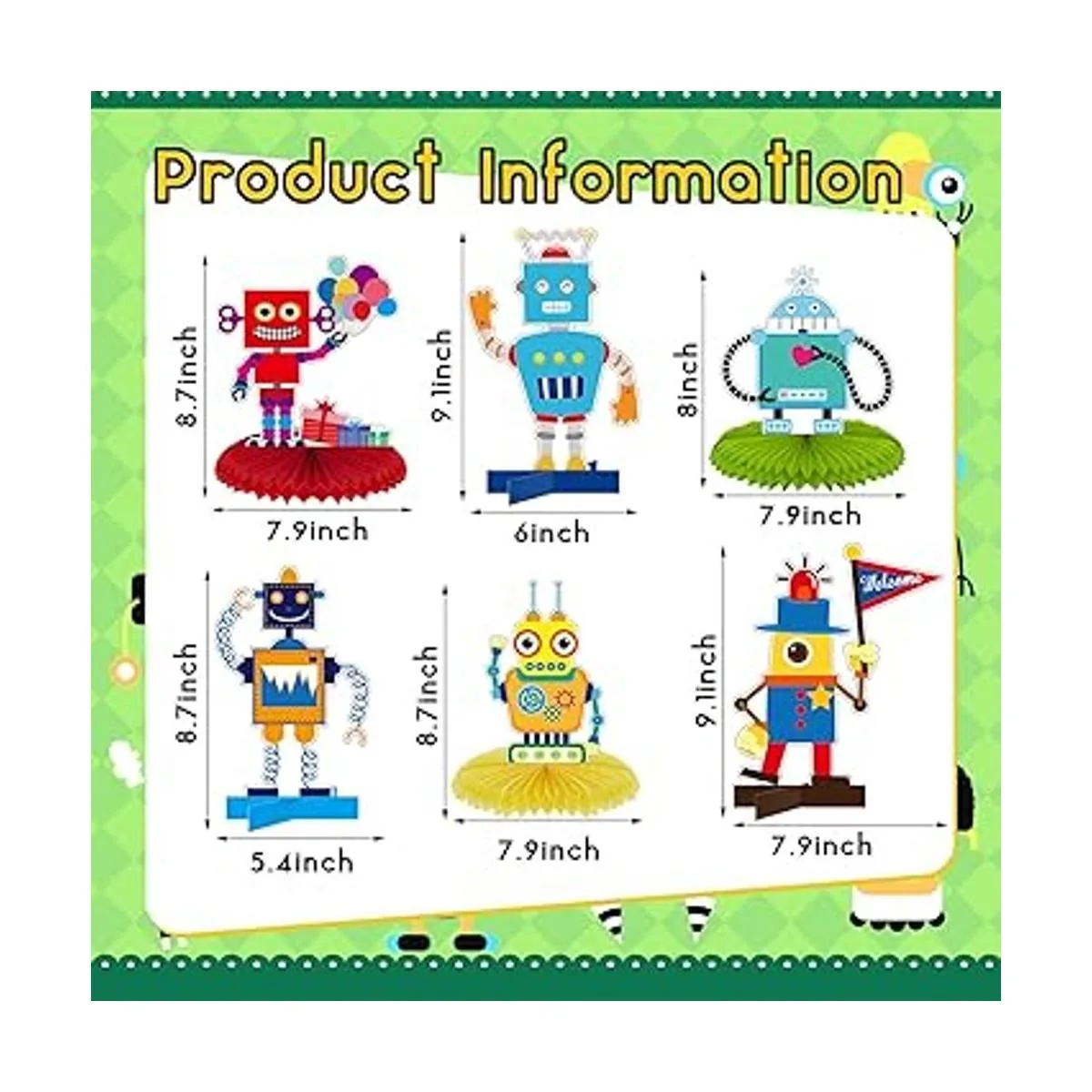 Suministros de fiesta de cumpleaños para robot 8 piezas_2