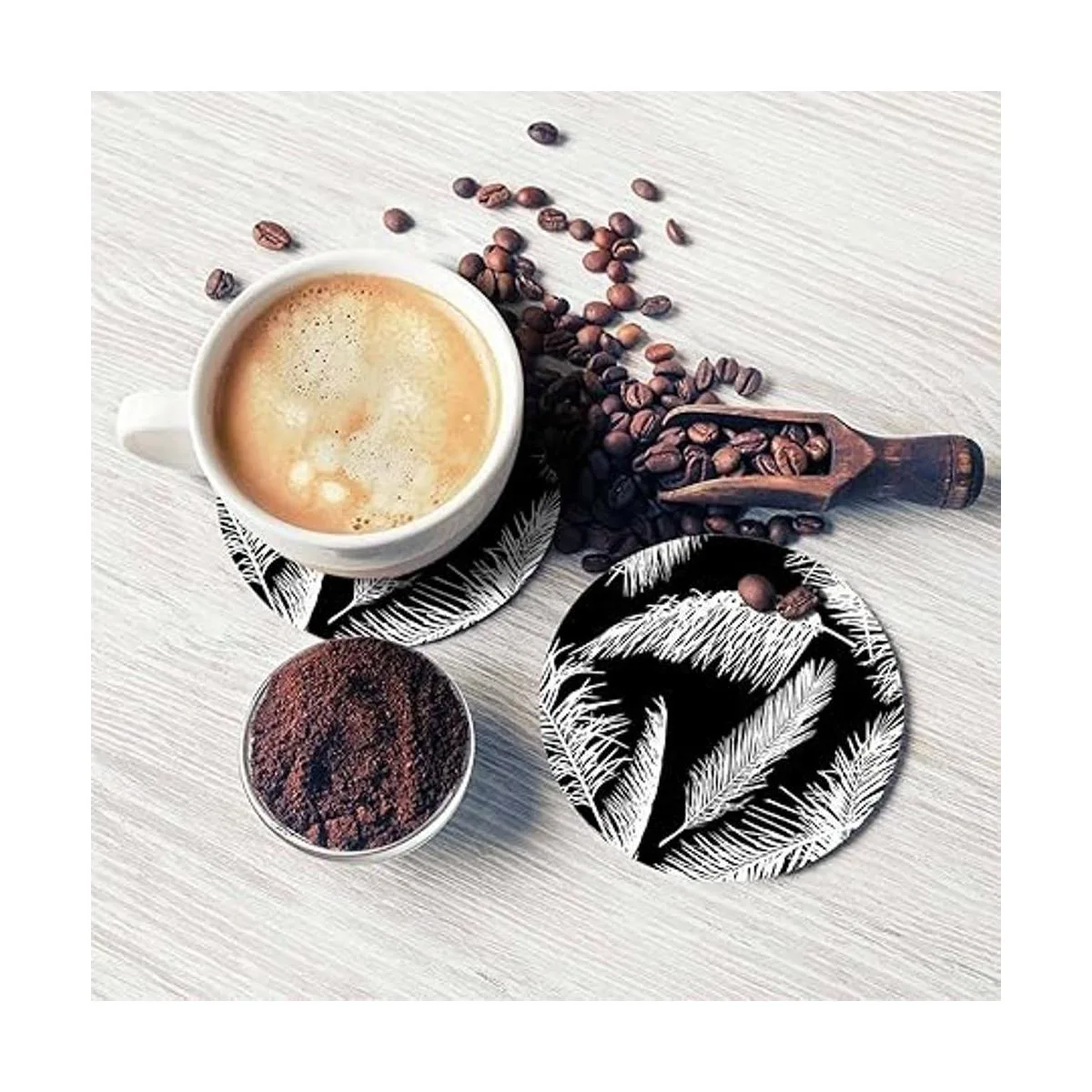 Pznen Juego de 2 posavasos con hojas de palmeras para_5