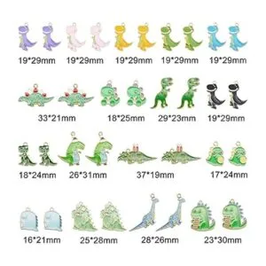 Julie Wang 32 piezas de dije de dinosaurio esmaltado mixto_3